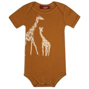 Milkbarn Applique Onesie Short Sleeve Giraffe